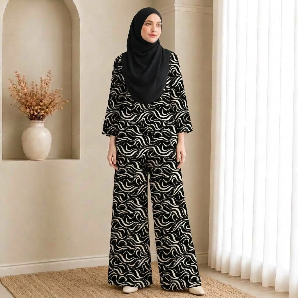 PREMIUM ABSTRACT SWIRL PRINTED 2-PIECE SET