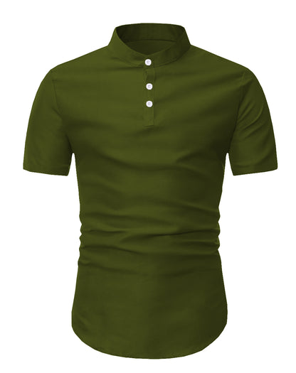 Kurta Pria Baju Koko Muslim Kerah Pendek Tangan Pendek Kancing Depan