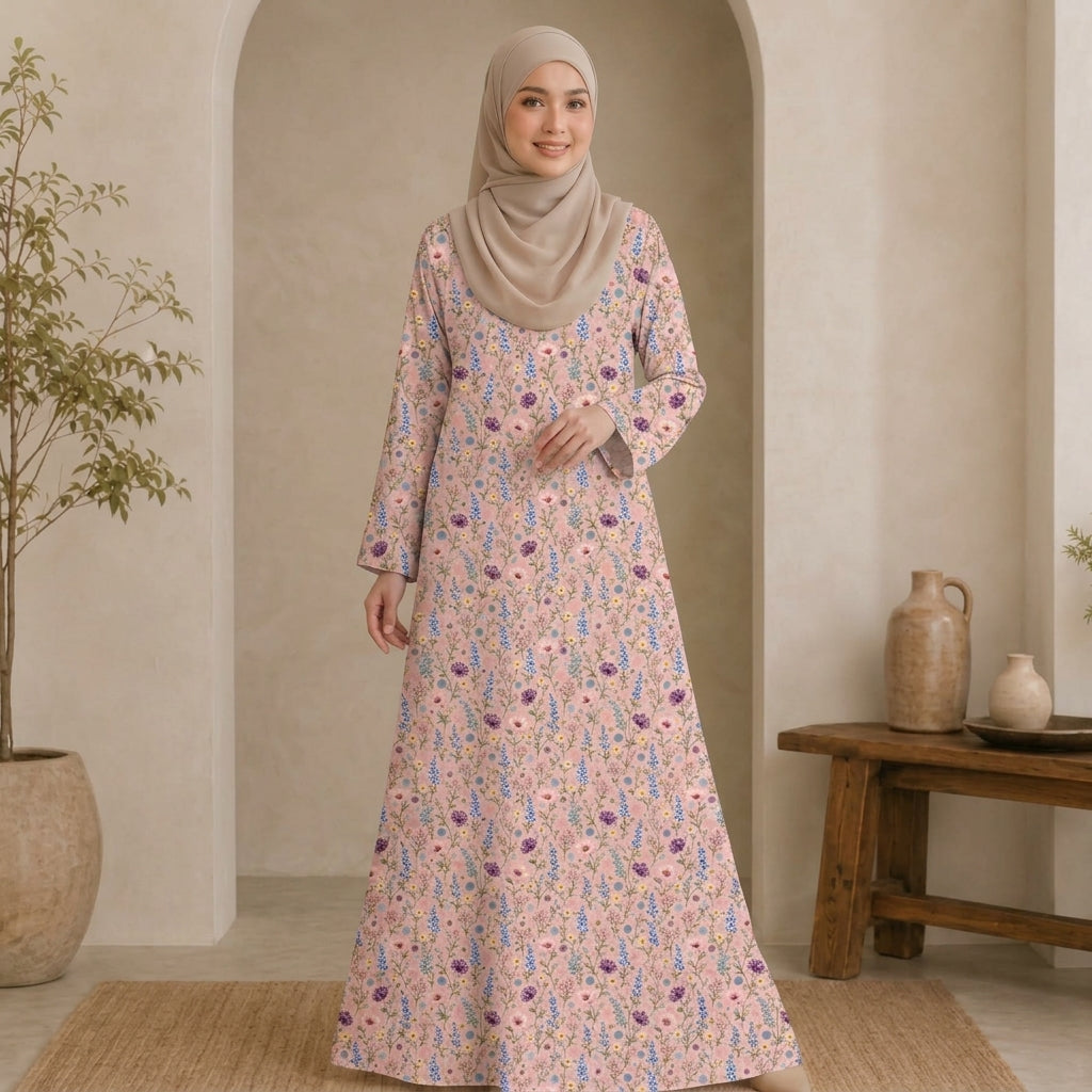 PREMIUM MODERN BOTANICAL PRINTED MUSLIMAH JUBAH