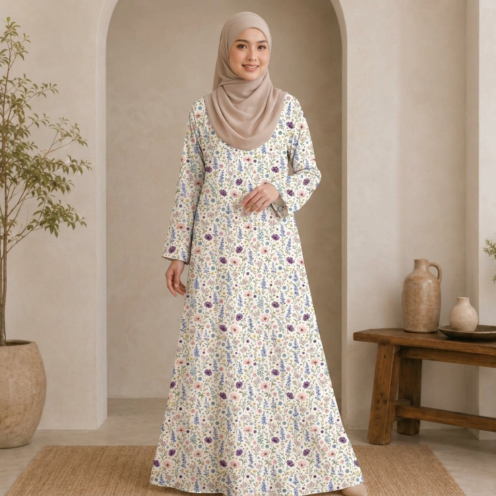 PREMIUM MODERN BOTANICAL PRINTED MUSLIMAH JUBAH