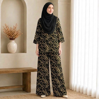 PREMIUM ABSTRACT SWIRL PRINTED 2-PIECE SET