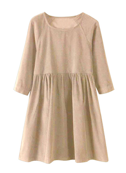 Dress Tunic Pinggang Kerut Wanita Tangan 3/4