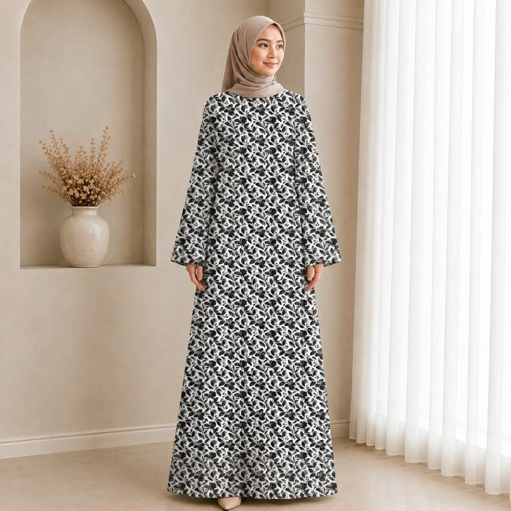 PREMIUM BOTANICAL FLORAL & LEAF PRINTED JUBAH MUSLIMAH