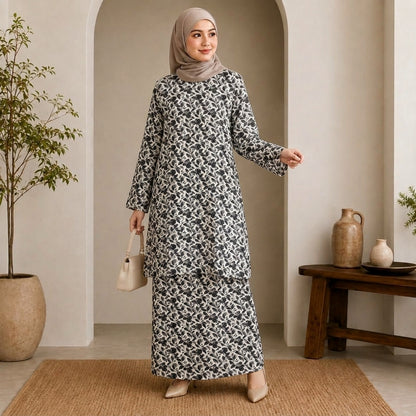 PREMIUM BOTANICAL FLORAL & LEAF PRINTED KURUNG