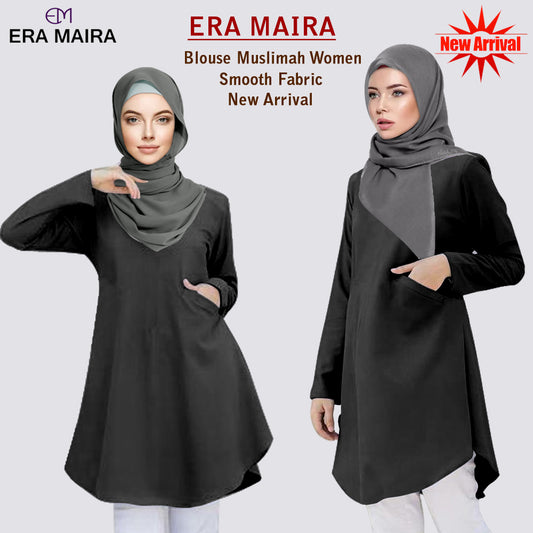 Blouse Polos Kantong Pinggir Tangan Panjang