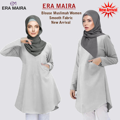 Blouse Polos Kantong Pinggir Tangan Panjang