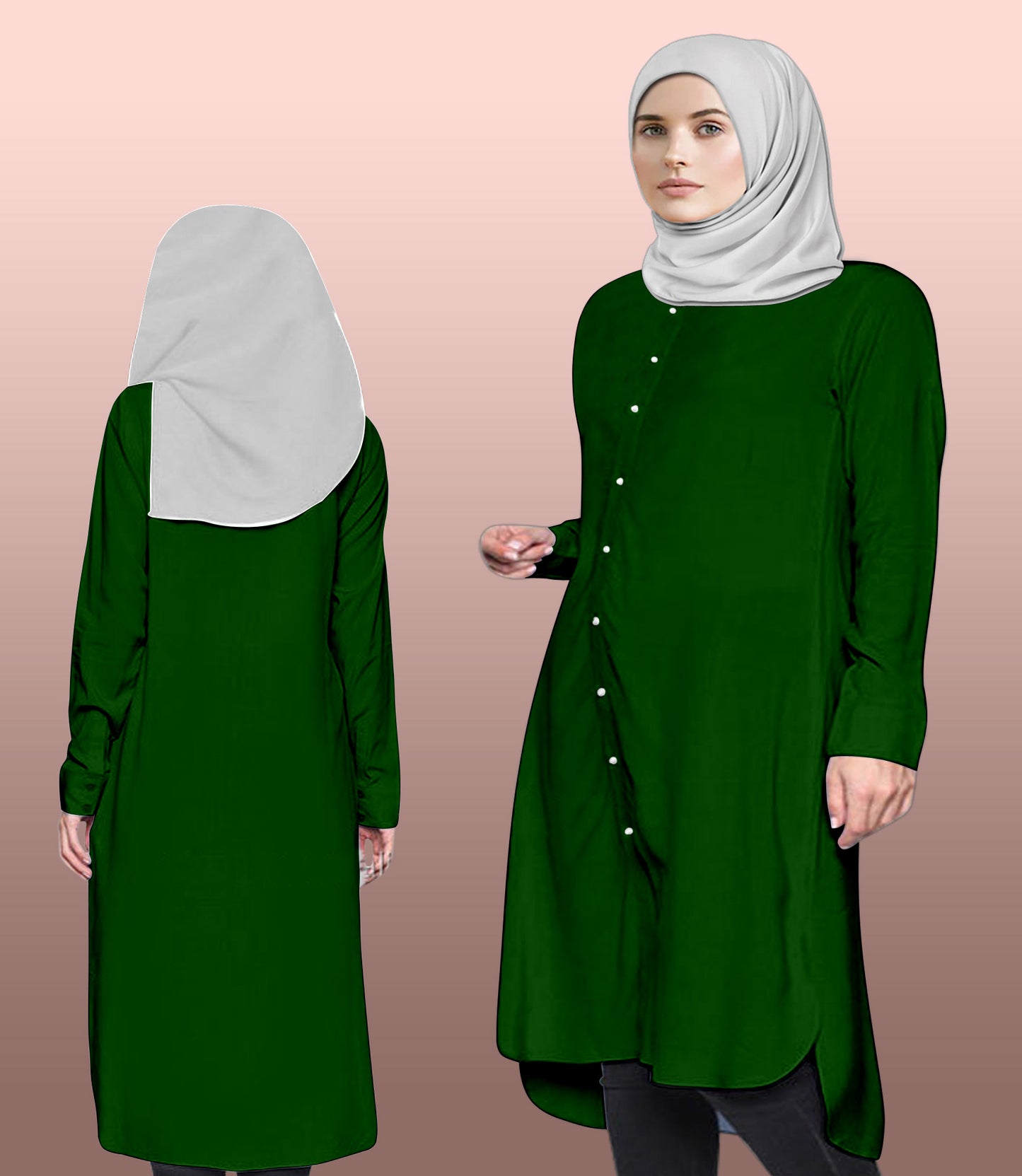 Blouse Tunic Round Bottom Full Kancing