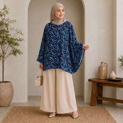 PREMIUM MODERN ABSTRACT SWIRL PRINTED MINI KAFTAN