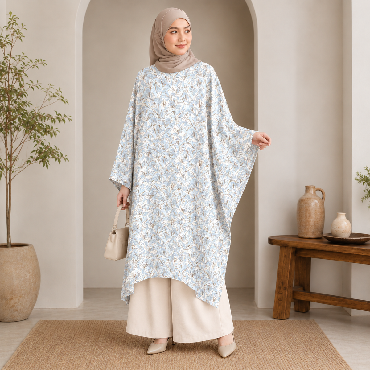 PREMIUM DELICATE FLORAL PRINTED LONG KAFTAN
