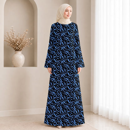 PREMIUM ABSTRACT SWIRL PRINTED JUBAH MUSLIMAH