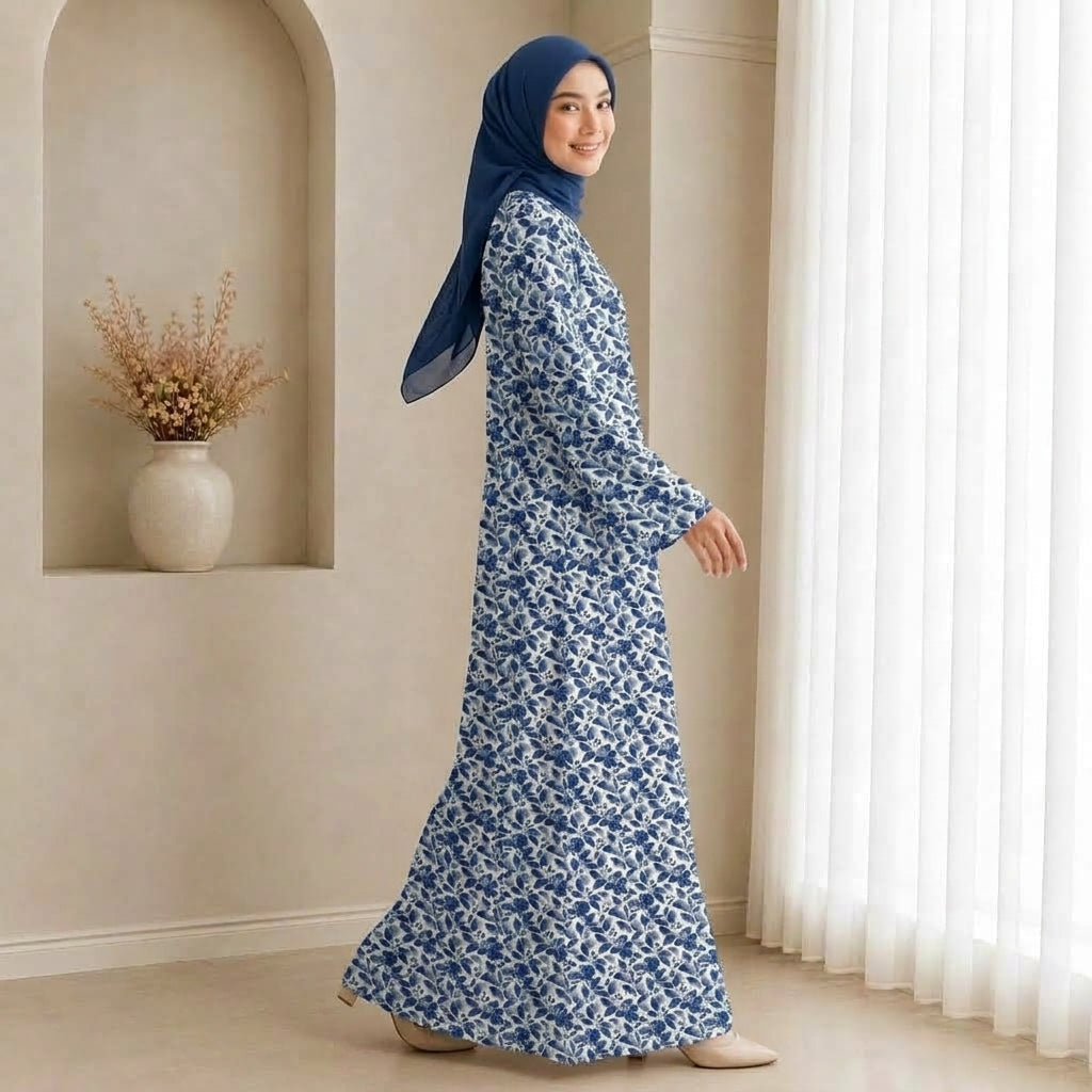 PREMIUM BOTANICAL FLORAL & LEAF PRINTED JUBAH MUSLIMAH
