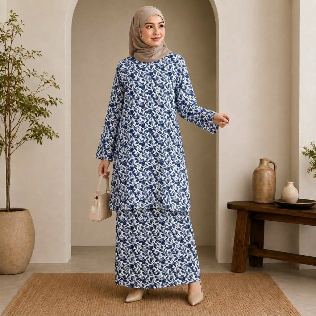 PREMIUM BOTANICAL FLORAL & LEAF PRINTED KURUNG