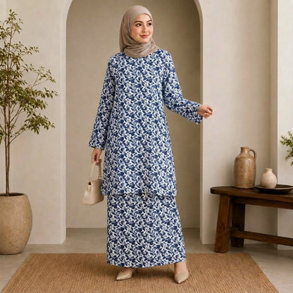 PREMIUM BOTANICAL FLORAL & LEAF PRINTED KURUNG