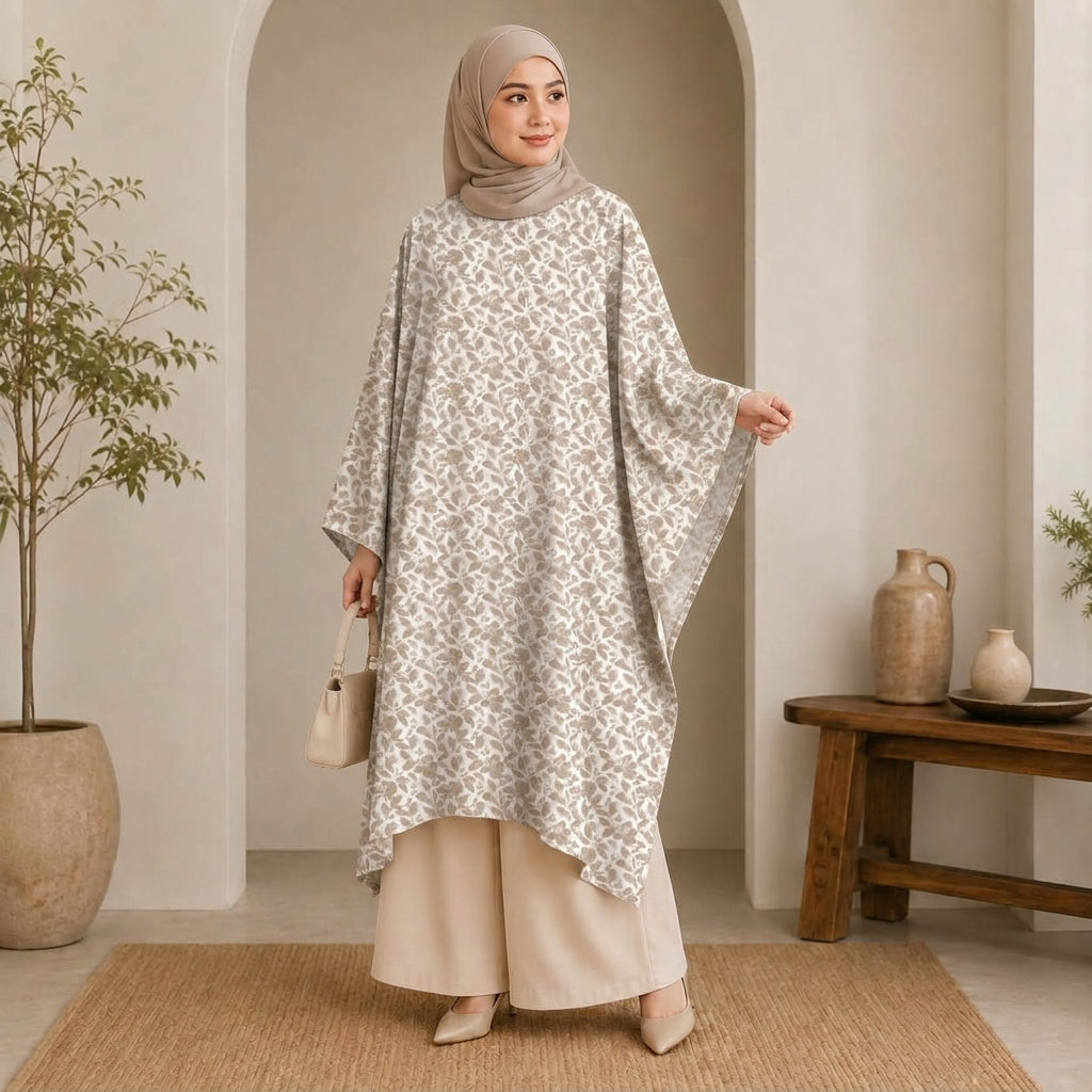 PREMIUM BOTANICAL FLORAL & LEAF PRINTED LONG KAFTAN