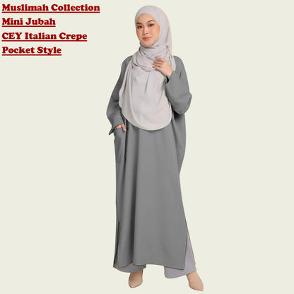 Mini Gamis Abaya Wanita Pocket Style Belahan Pinggir