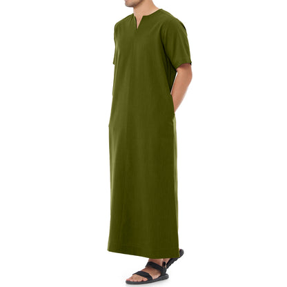 Jubah Pria Polos Kantong Pinggir Kerah V
