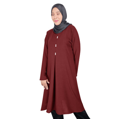 Blouse Tunic Mink Kancing Lipatan Tengah