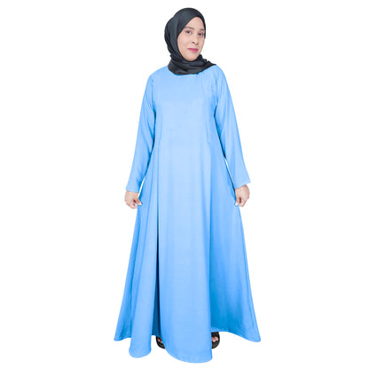 Gamis Abaya Panjang Wanita Muslim Polos 2 Lipatan Kanan Kiri