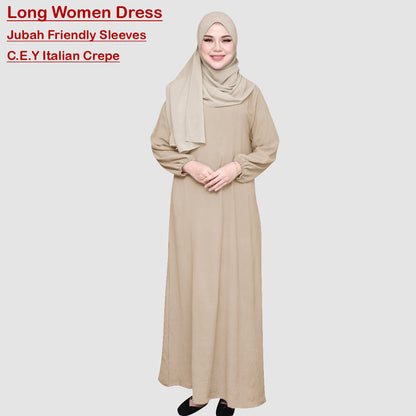 Gamis Abaya Panjang Polos Tangan Kerut Wanita Muslim