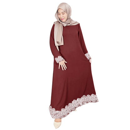 Gamis Abaya Long Lace Dress Tangan Panjang Wanita Muslim