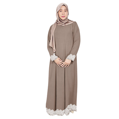Gamis Abaya Long Lace Dress Tangan Panjang Wanita Muslim