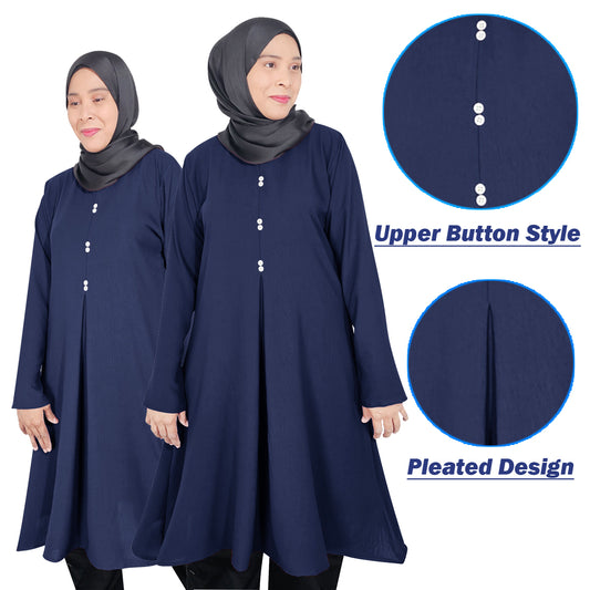 Blouse Tunic Mink Kancing Lipatan Tengah