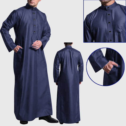 Jubah Men Polos Pocket Style Kancing