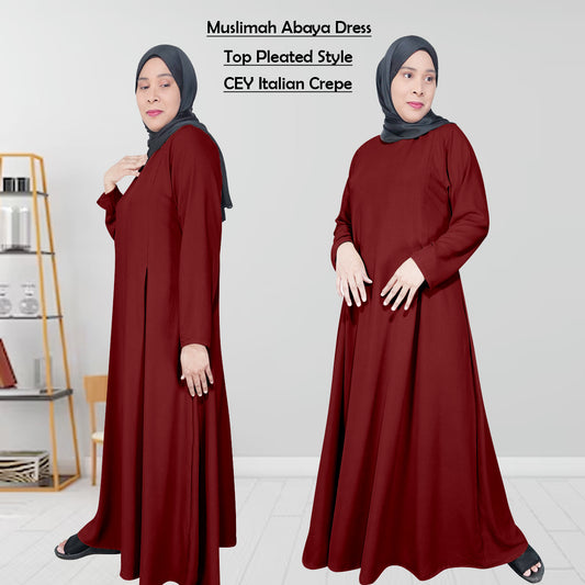 Gamis Abaya Panjang Wanita Muslim Polos 2 Lipatan Kanan Kiri