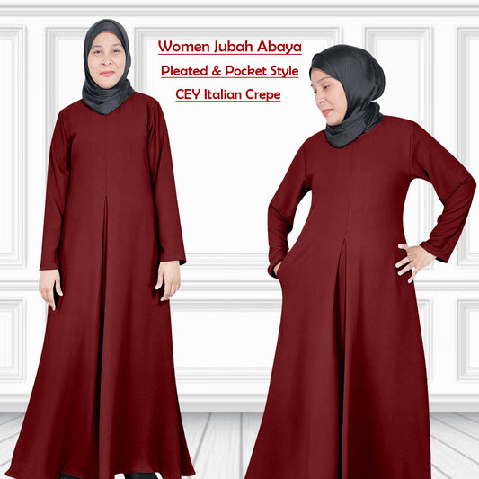 Gamis Abaya Renda Polos Wanita Tangan Panjang Jahitan Tengah Berbagai Macam Warna dan 1 Lipatan Tengah