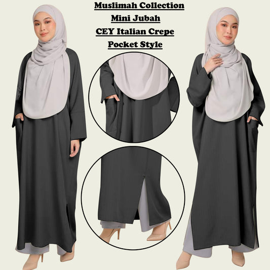 Mini Gamis Abaya Wanita Pocket Style Belahan Pinggir