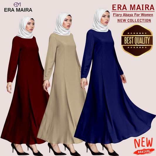 Long Gamis Abaya Dress Polos Tangan Panjang Bawah Besar