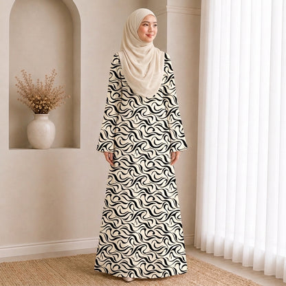 PREMIUM ABSTRACT GRAPHIC PRINTED JUBAH MUSLIMAH