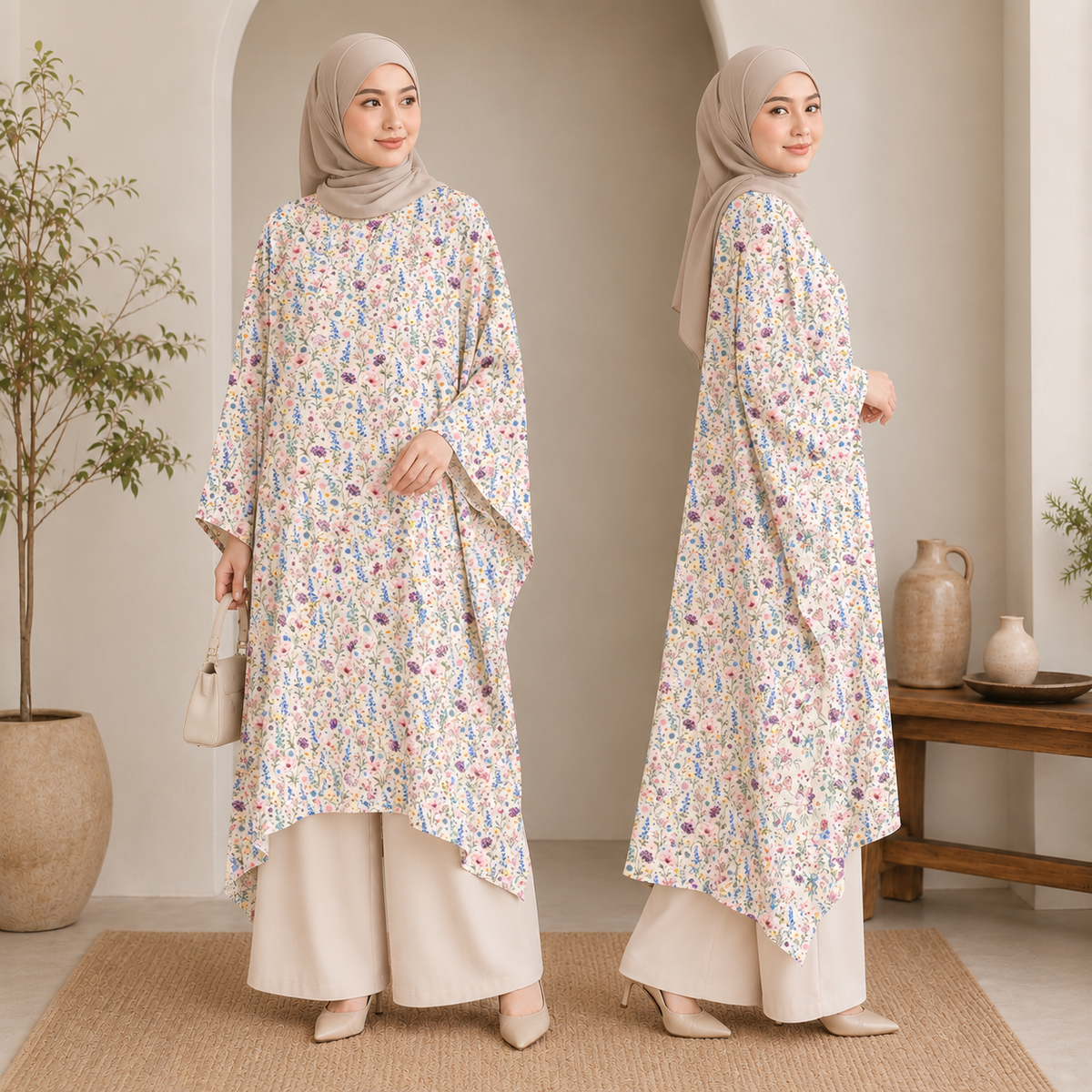 PREMIUM MODERN BATANICAL PRINTED LONG KAFTAN