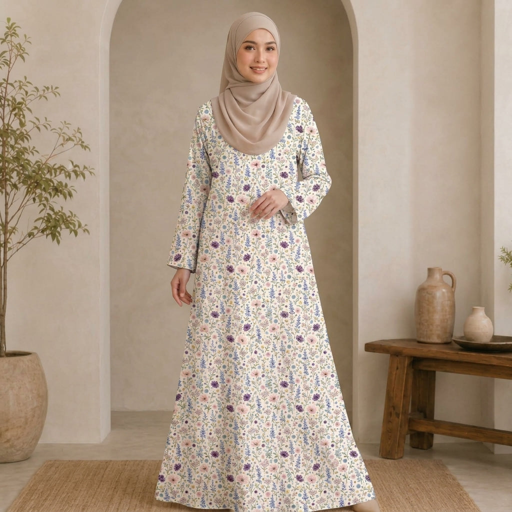 PREMIUM MODERN BOTANICAL PRINTED MUSLIMAH JUBAH