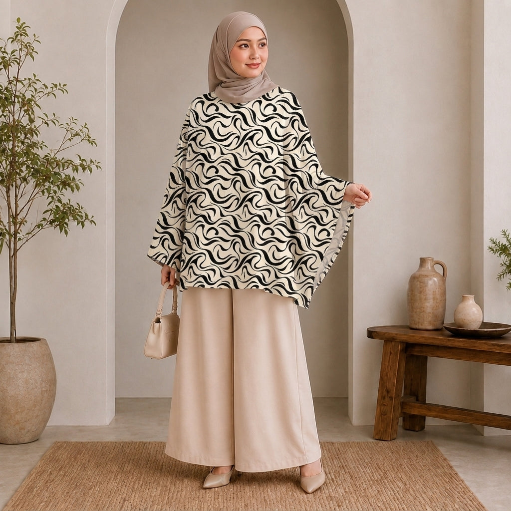 PREMIUM MODERN ABSTRACT GRAPHIC PRINTED MINI KAFTAN
