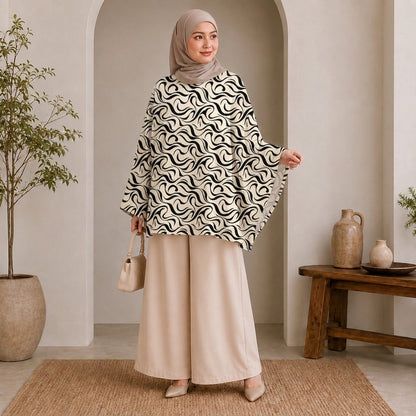 PREMIUM MODERN ABSTRACT GRAPHIC PRINTED MINI KAFTAN