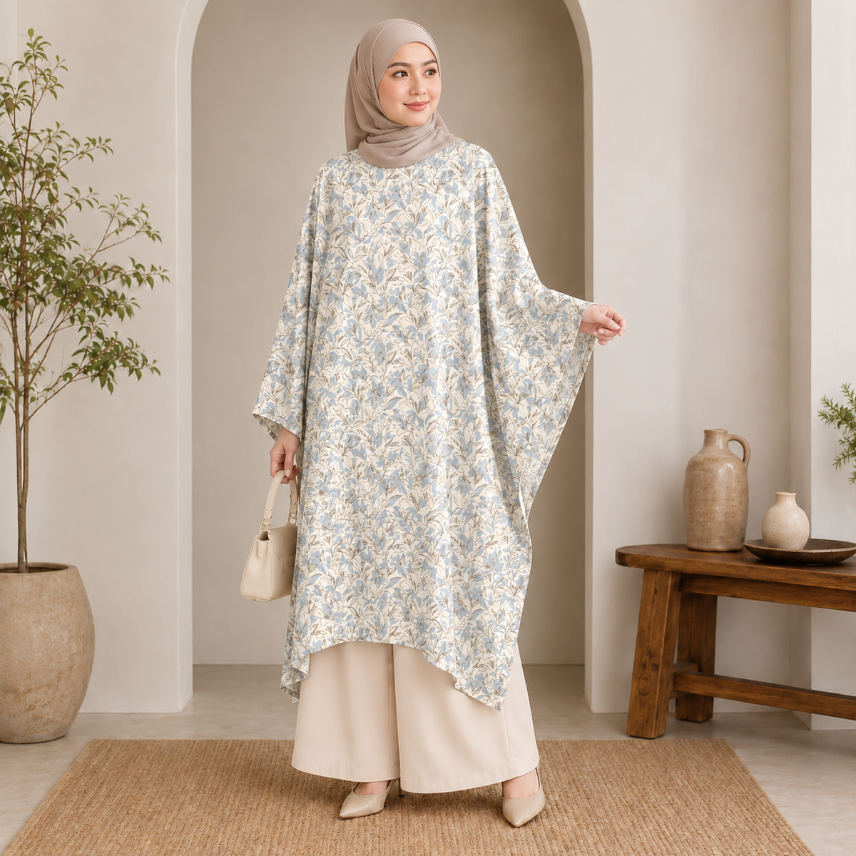 PREMIUM DELICATE FLORAL PRINTED LONG KAFTAN
