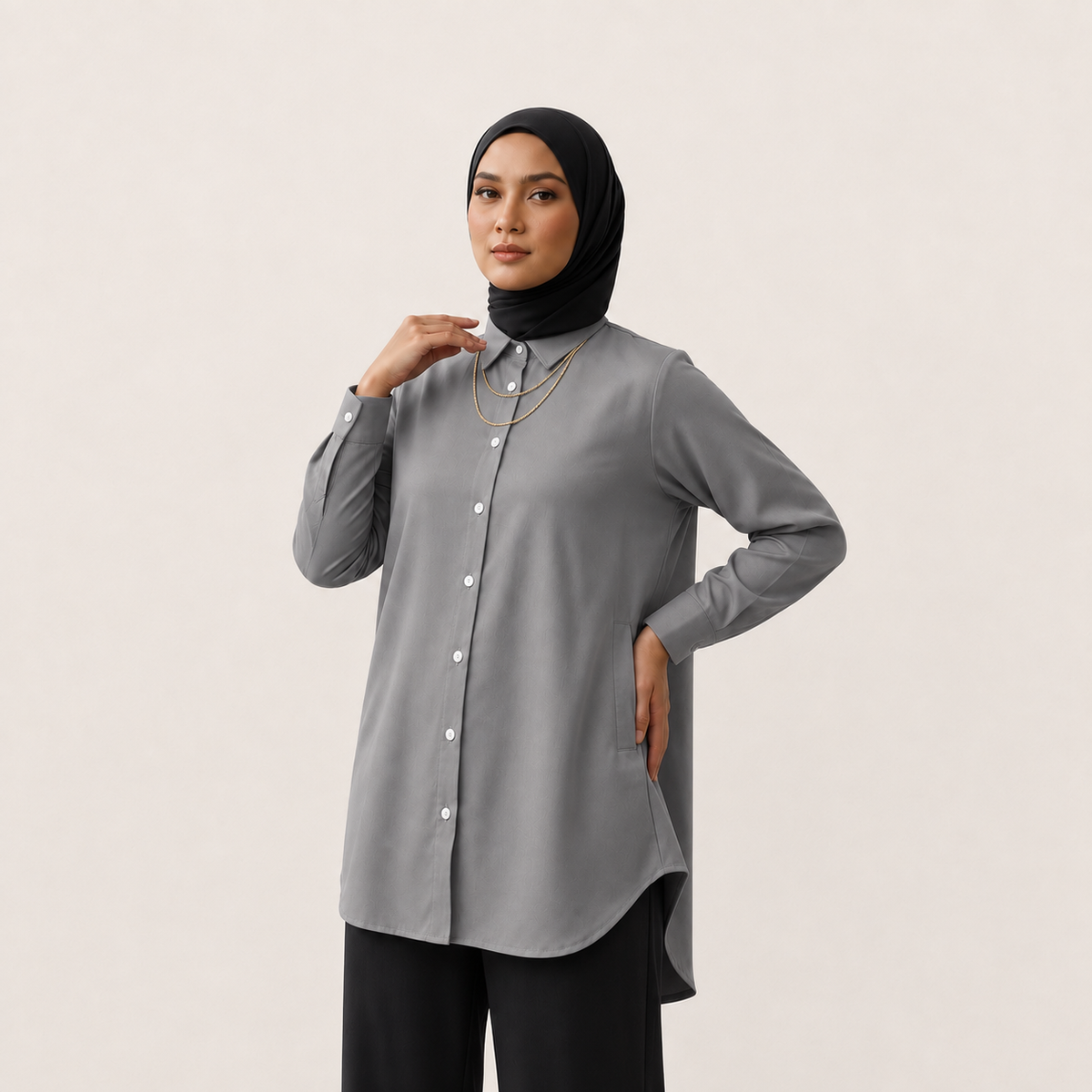 Blouse Marisa Elegant Full Button Casual Wear For Woman