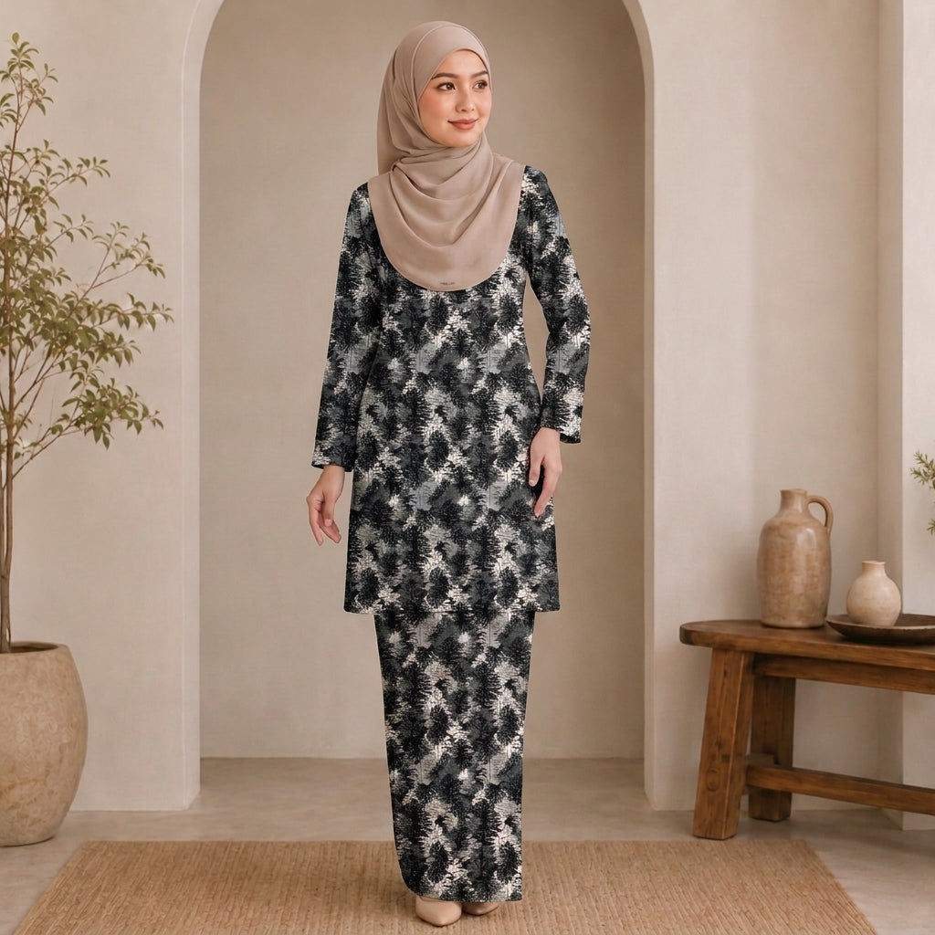 PREMIUM ABSTRACT & FLORAL PRINTED KURUNG