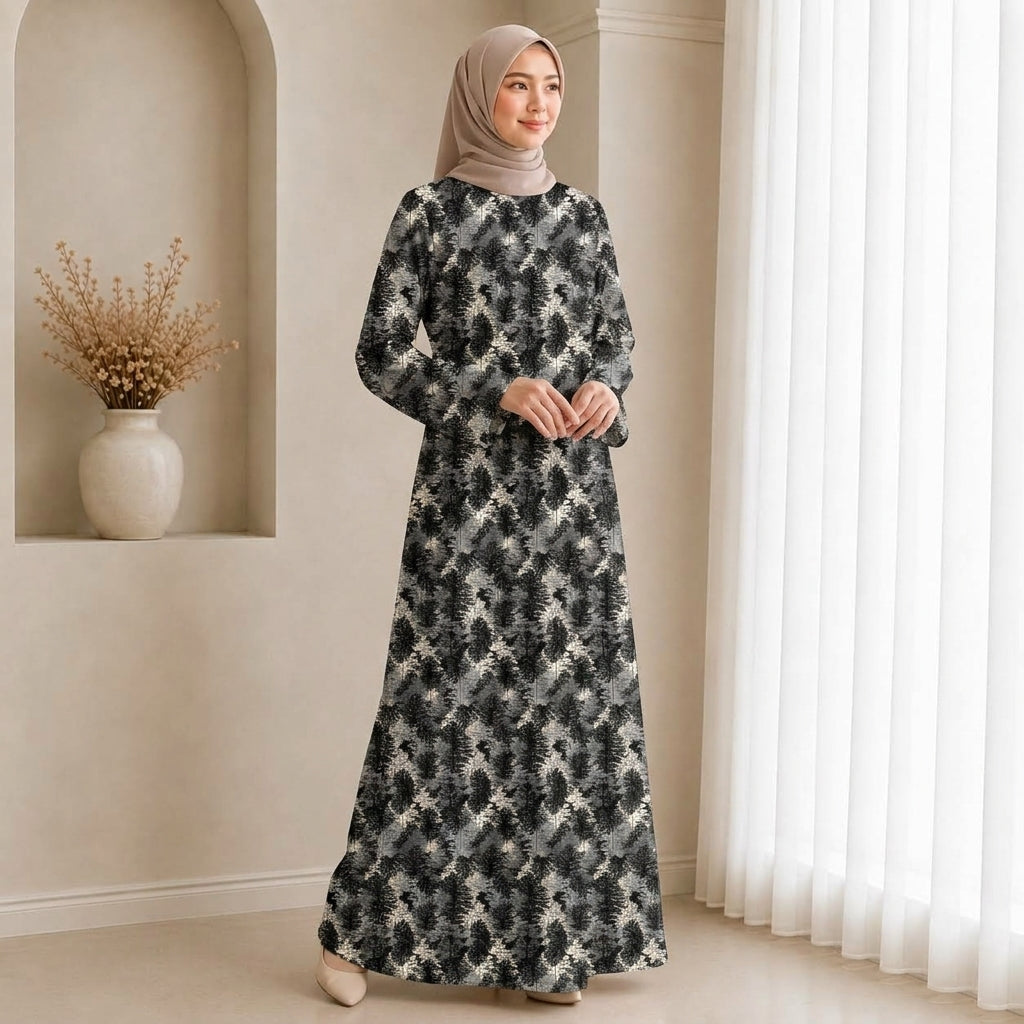 PREMIUM ABSTRACT & FLORAL PRINTED JUBAH MUSLIMAH