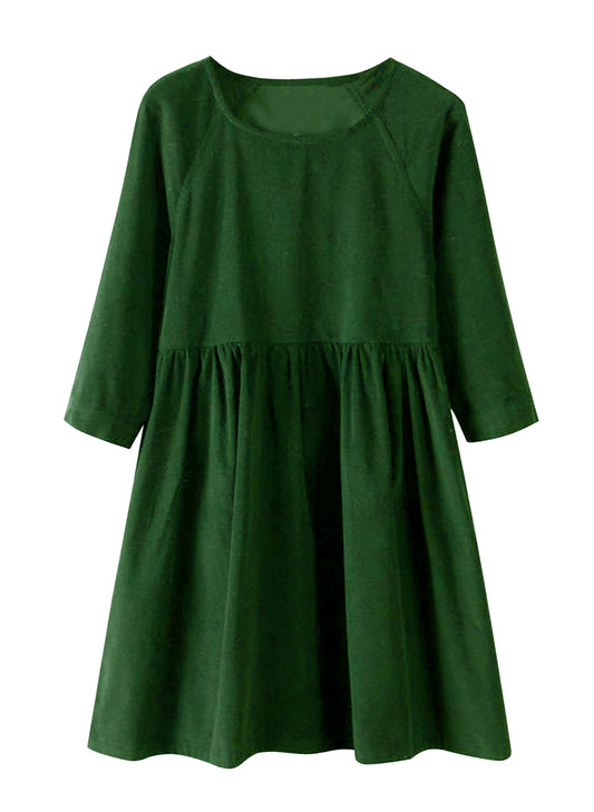 Dress Tunic Pinggang Kerut Wanita Tangan 3/4