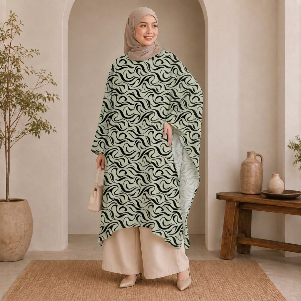 PREMIUM ABSTRACT GRAPHIC PRINTED LONG KAFTAN