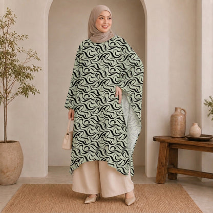 PREMIUM ABSTRACT GRAPHIC PRINTED LONG KAFTAN