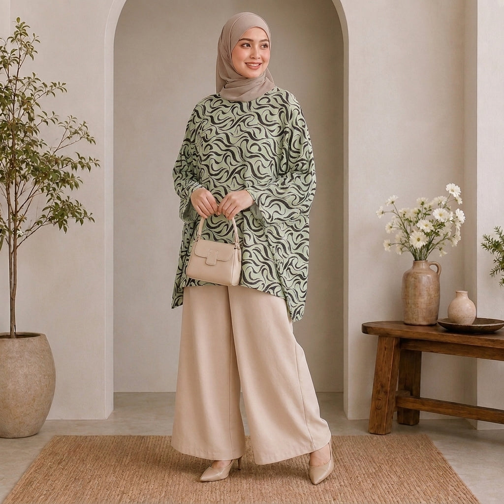 PREMIUM MODERN ABSTRACT GRAPHIC PRINTED MINI KAFTAN