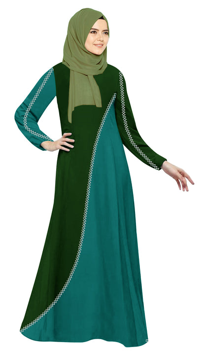 Gamis Abaya Wanita Muslim Double Tone Simple