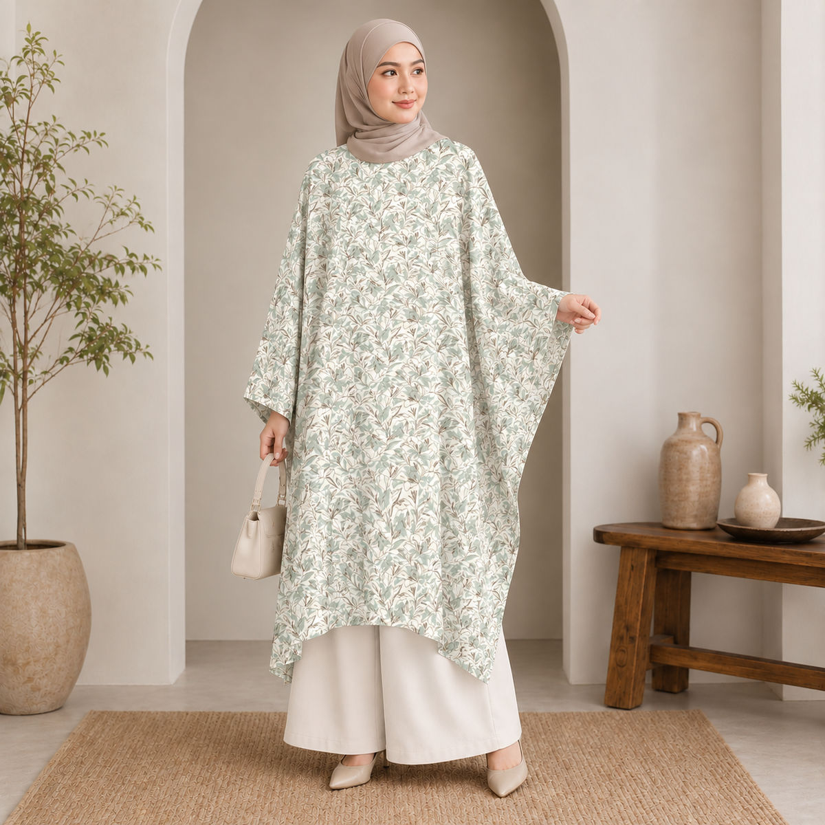 PREMIUM DELICATE FLORAL PRINTED LONG KAFTAN