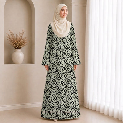 PREMIUM ABSTRACT GRAPHIC PRINTED JUBAH MUSLIMAH