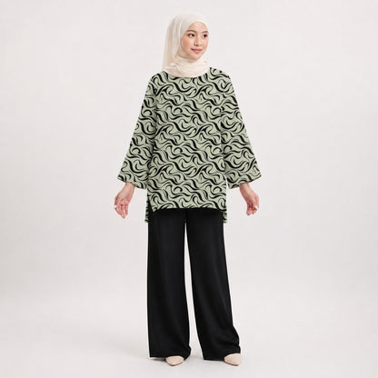 PREMIUM ABSTRACT GRAPHIC PRINTED MINI BLOUSE