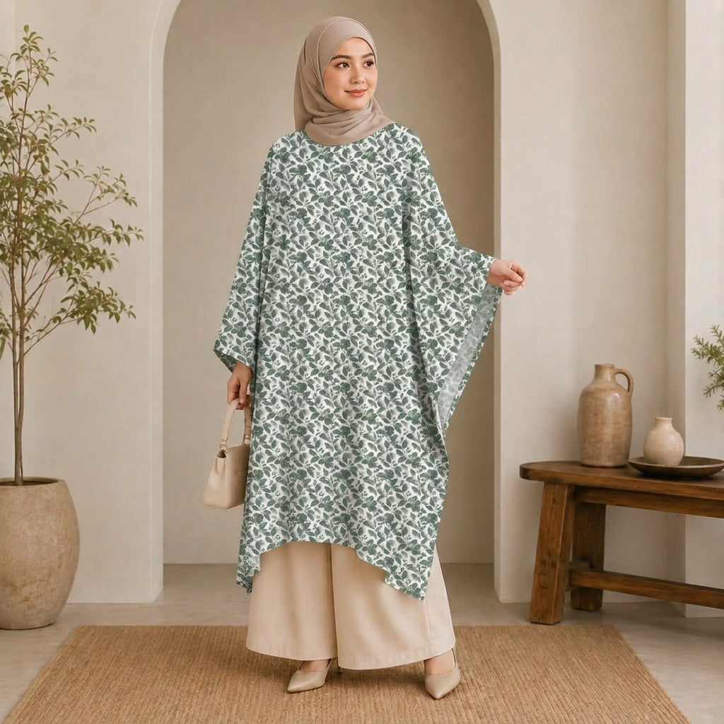 PREMIUM BOTANICAL FLORAL & LEAF PRINTED LONG KAFTAN