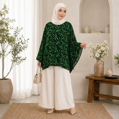 PREMIUM MODERN ABSTRACT SWIRL PRINTED MINI KAFTAN